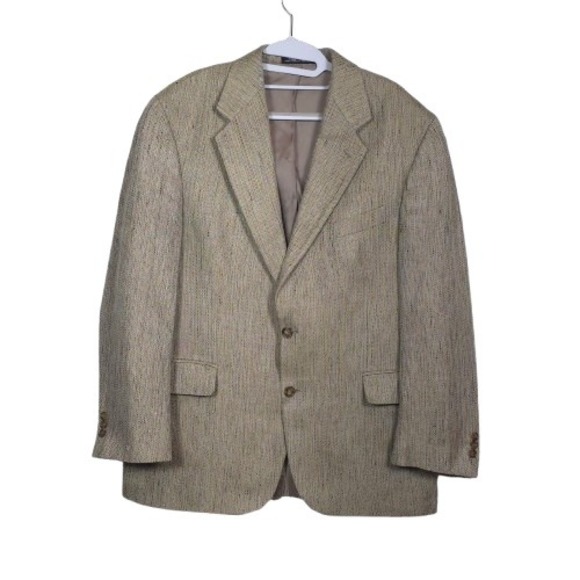 Croft & Barrow Sport Coat Mens 42R Tan Herringbone Silk Lined Old Money Business